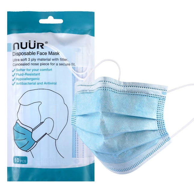 Nuur Disposable Face Mask 3 ply - 10pk