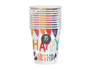 Pop Happy Birthday Disp Paper Cups 10pk