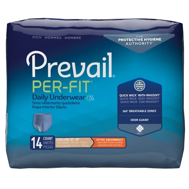 Prevail Per Fit Daily Underwear Men XL 58"-68" 14 Count