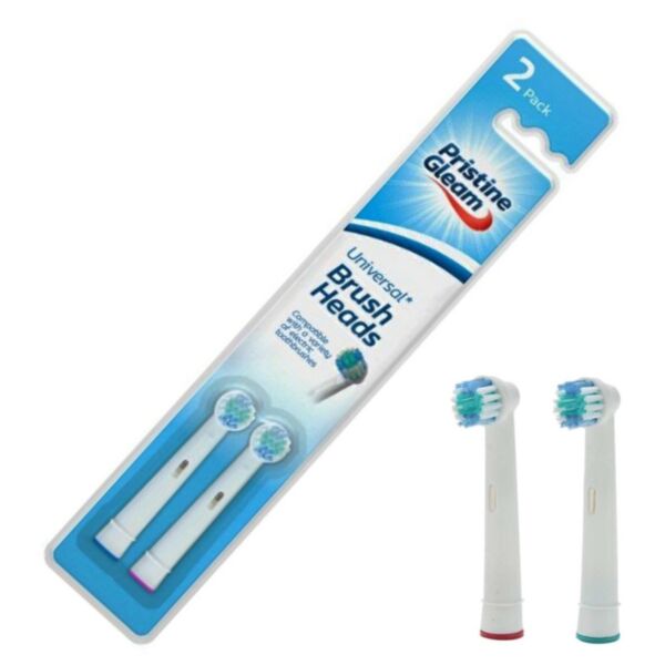 Pristine Gleam Universal Power Toothbrush Heads 2pk