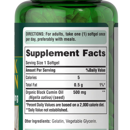 Puritan's Pride Black Cumin Seed Oil 500mg Softgels 60's