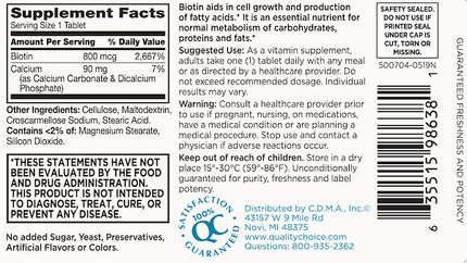 QC Biotin 10,000mcg Tablets 100s