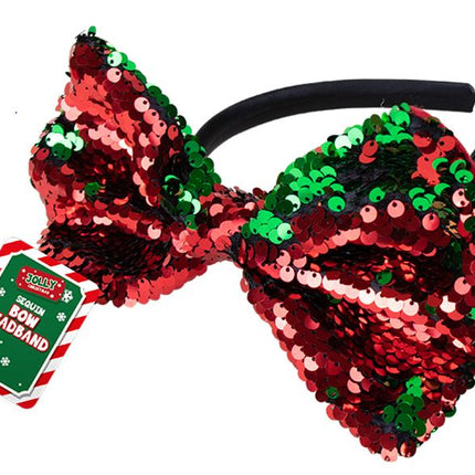 Jolly Christmas Sequin Bow Headband