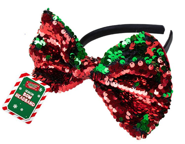 Jolly Christmas Sequin Bow Headband