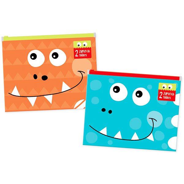 A5 Ziplock Folders Dinosaur 2pk