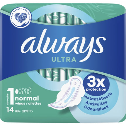 Always Ultra Pads Normal With Wings 14's