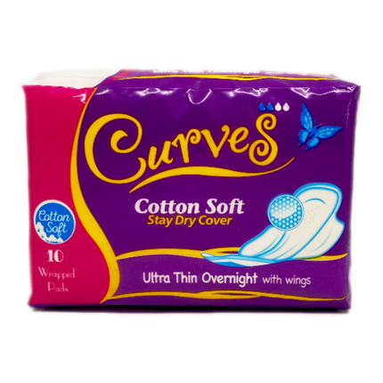Curves Overnight Maxi With Wings 10's Ultra Thin