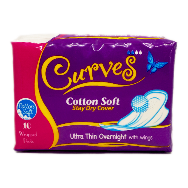 Curves Overnight Maxi With Wings 10's Ultra Thin