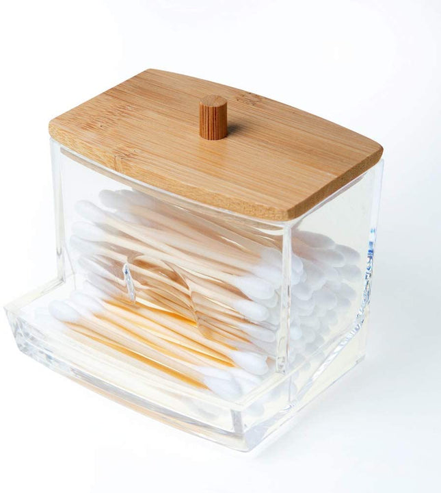Eleganza Cotton Bud Dispenser Plastic Bamboo