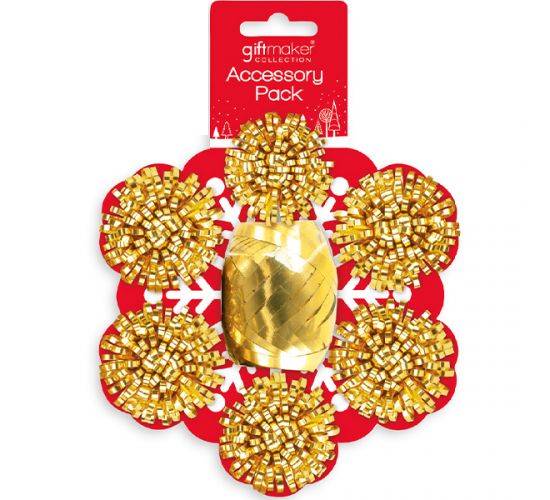 Giftmaker Christmas Gold Bows & COB Set 7pc