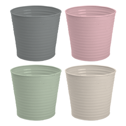 Rowan Metal Ribbed Plant Pot Pastel 12cm Asst Col