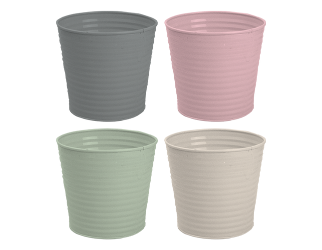 Rowan Metal Ribbed Plant Pot Pastel 12cm Asst Col