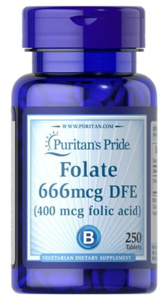 Puritan's Pride Folate 666mcg Tablets 250