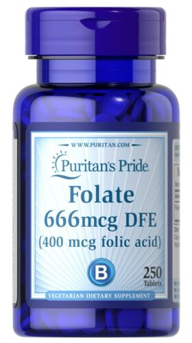 Puritan's Pride Folate 666mcg Tablets 250