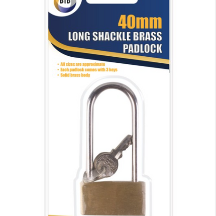 DID Long Shackle Brass Padlock 40mm