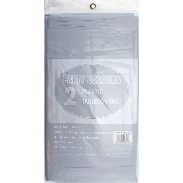 Party Plastic Tablecovers Silver 54" x 54"