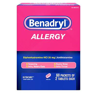 Benadryl Allergy Tabs 25mg 25pkts of 2 tabs Dispenser