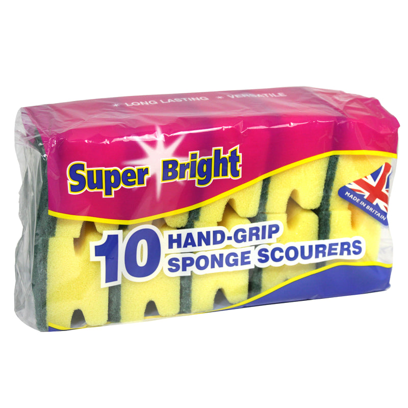 Super Bright Hand Grip Sponge Scourers 10pk (single)